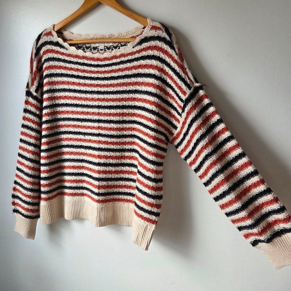 EUC LOFT STRIPED BOAT NECK SOFT SWEATER SIZE MEDIUM